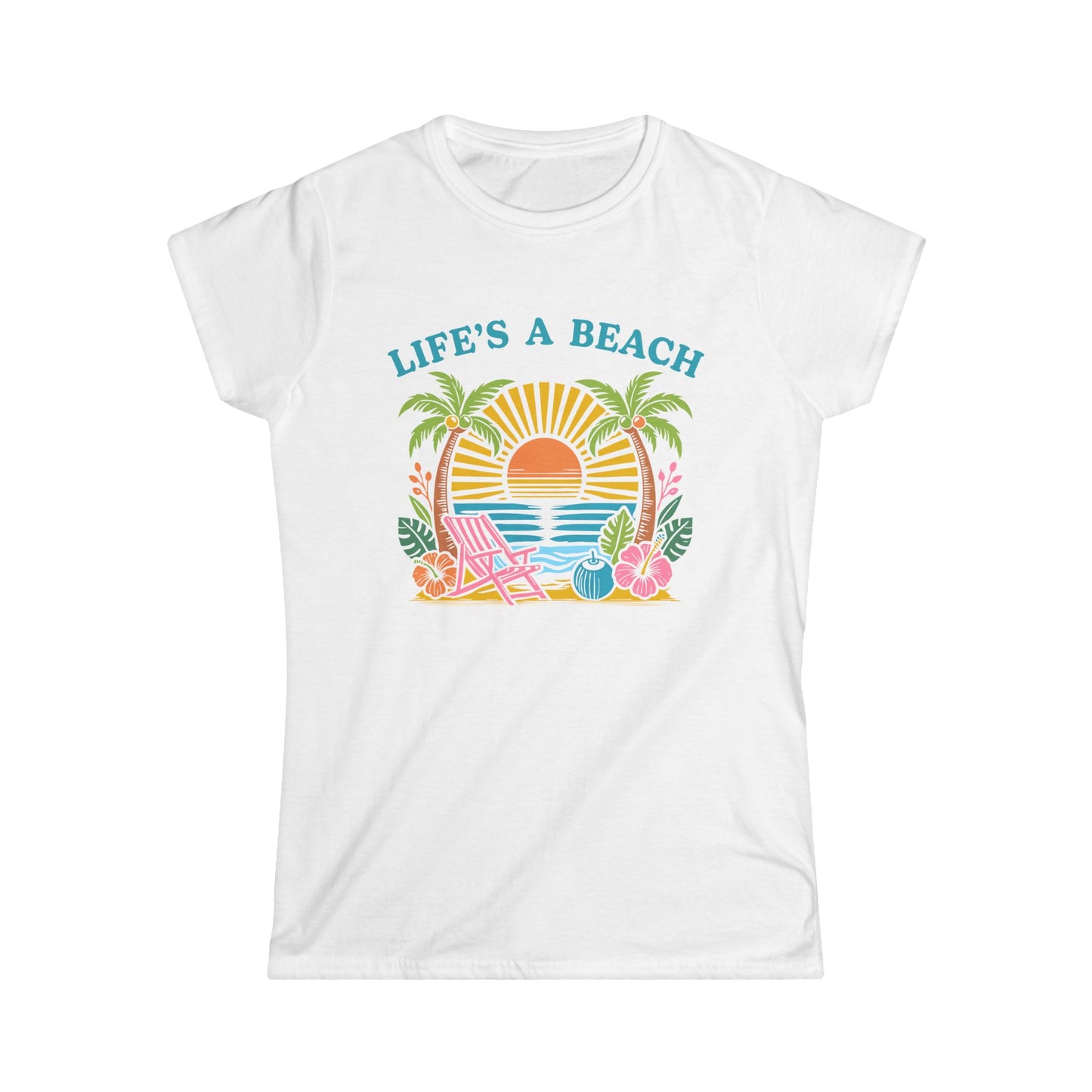 Women's Summer Tee, Life's a Beach Graphic T-Shirt, Casual Beachwear, Vacation Shirt, Gift for Beach Lovers, Tropical Summer Vibes