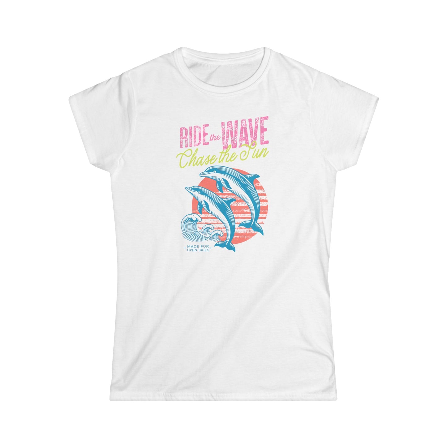 Women's Beach Vibe Tee - Ride the Wave Graphic, Summer Shirt, Gift for Ocean Lovers, Vacation Apparel, Pool Party Top