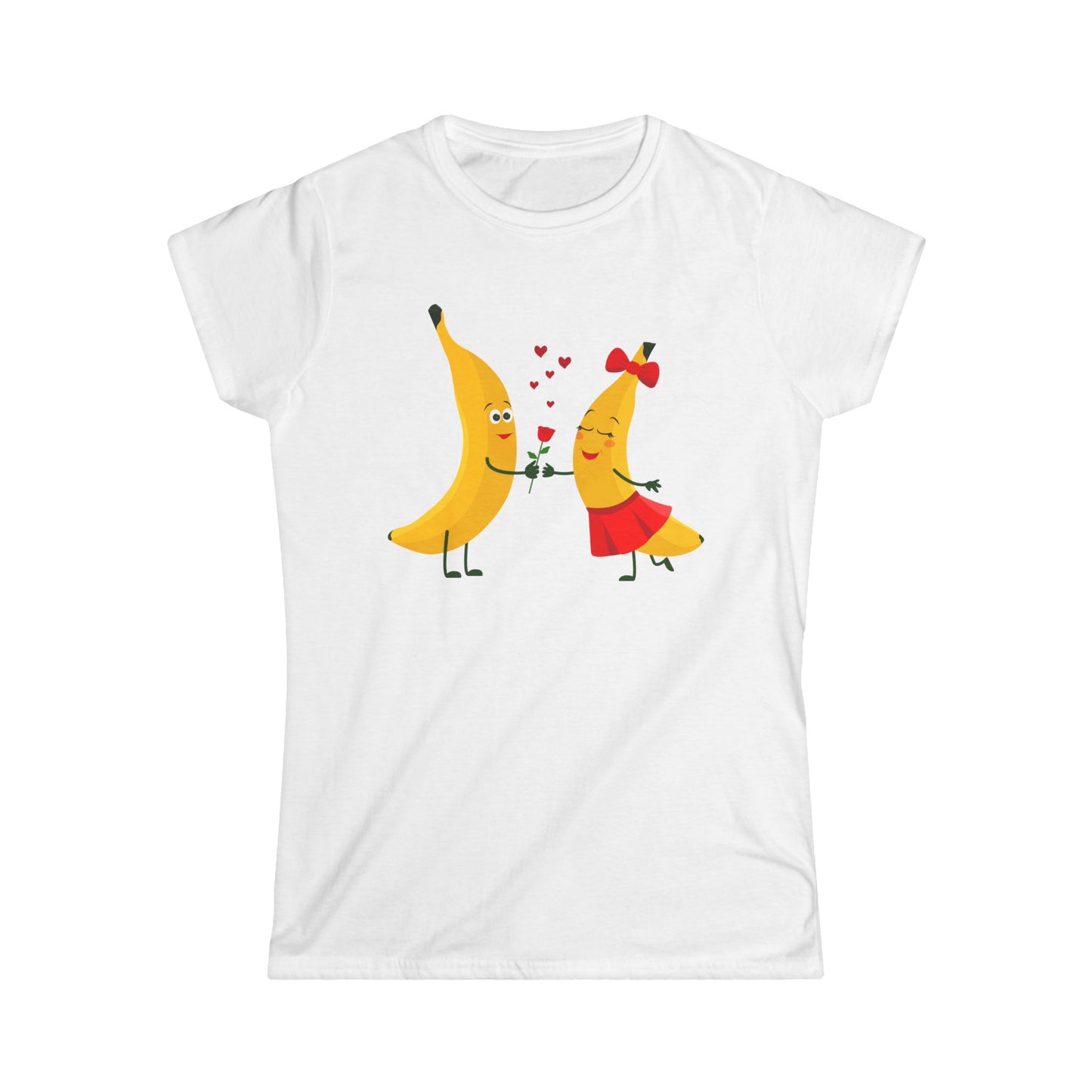 Cute Banana Love Women's Softstyle Tee, Fun Graphic Shirt, Gift for Girlfriend, Summer Outfit, Cute Couple Tee