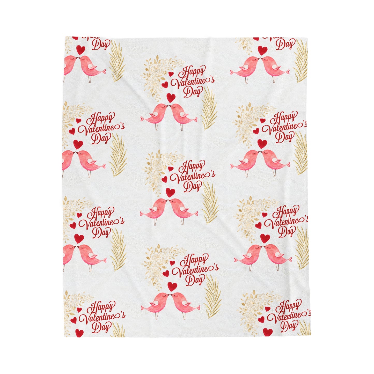 Cozy Valentine's Day Velveteen Plush Blanket with Cute Birds - NLG Studio Design