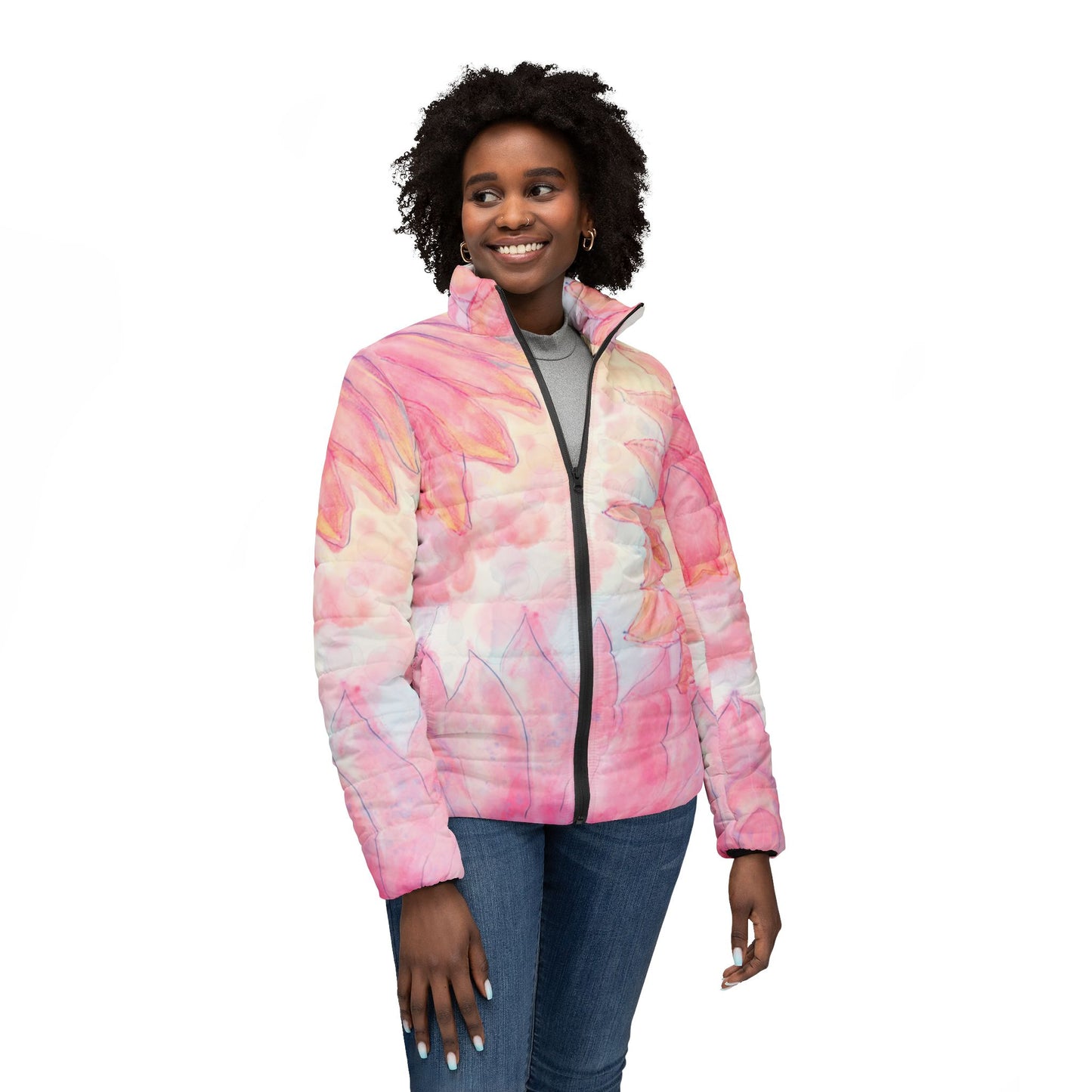 Floral Women's Puffer Jacket - Stylish & Cozy Outerwear for Everyday Adventures - NLG Studio Design