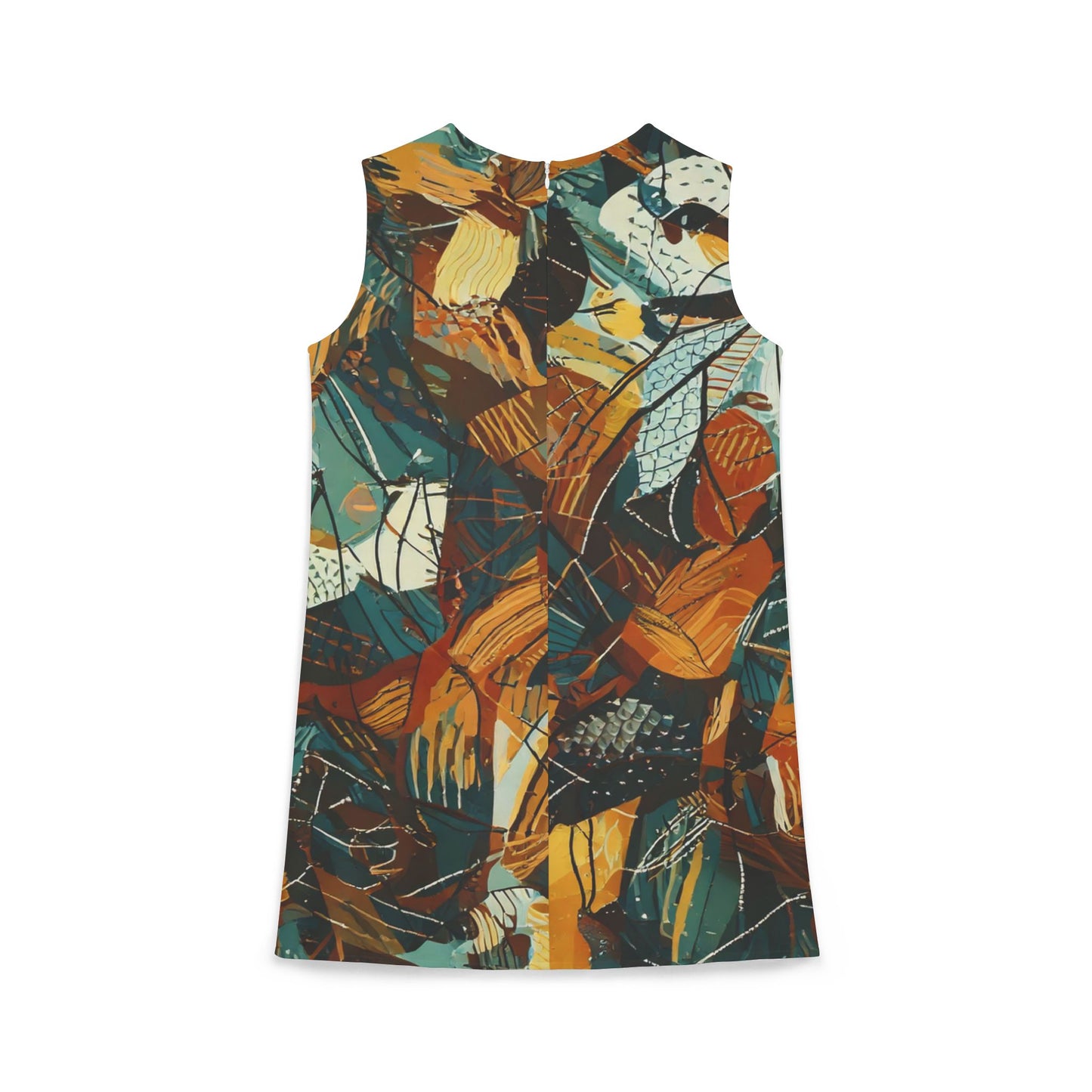Bohemian A-line Sleeveless Dress | Vibrant Abstract Print for Everyday Style - NLG Studio Design