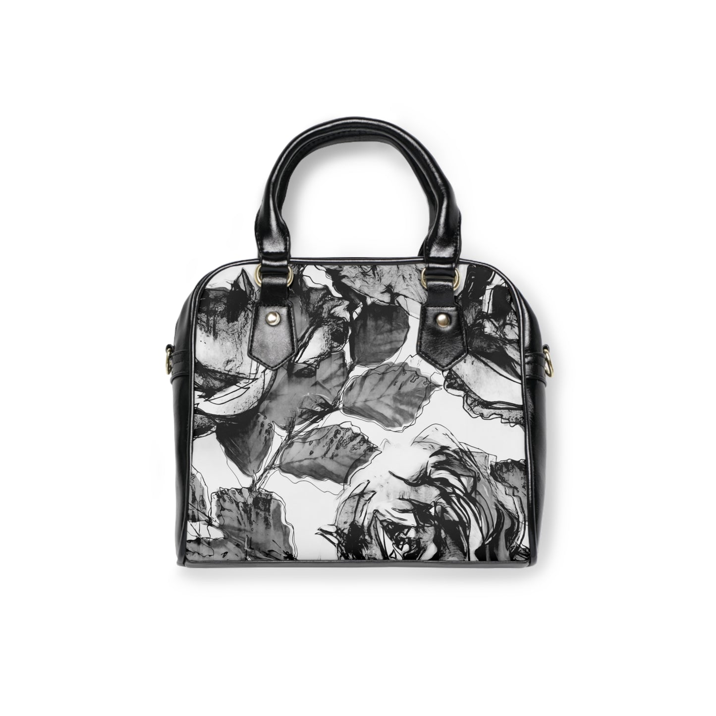 Chic Floral Shoulder Handbag - Stylish Black & White Design for Everyday Elegance - NLG Studio Design
