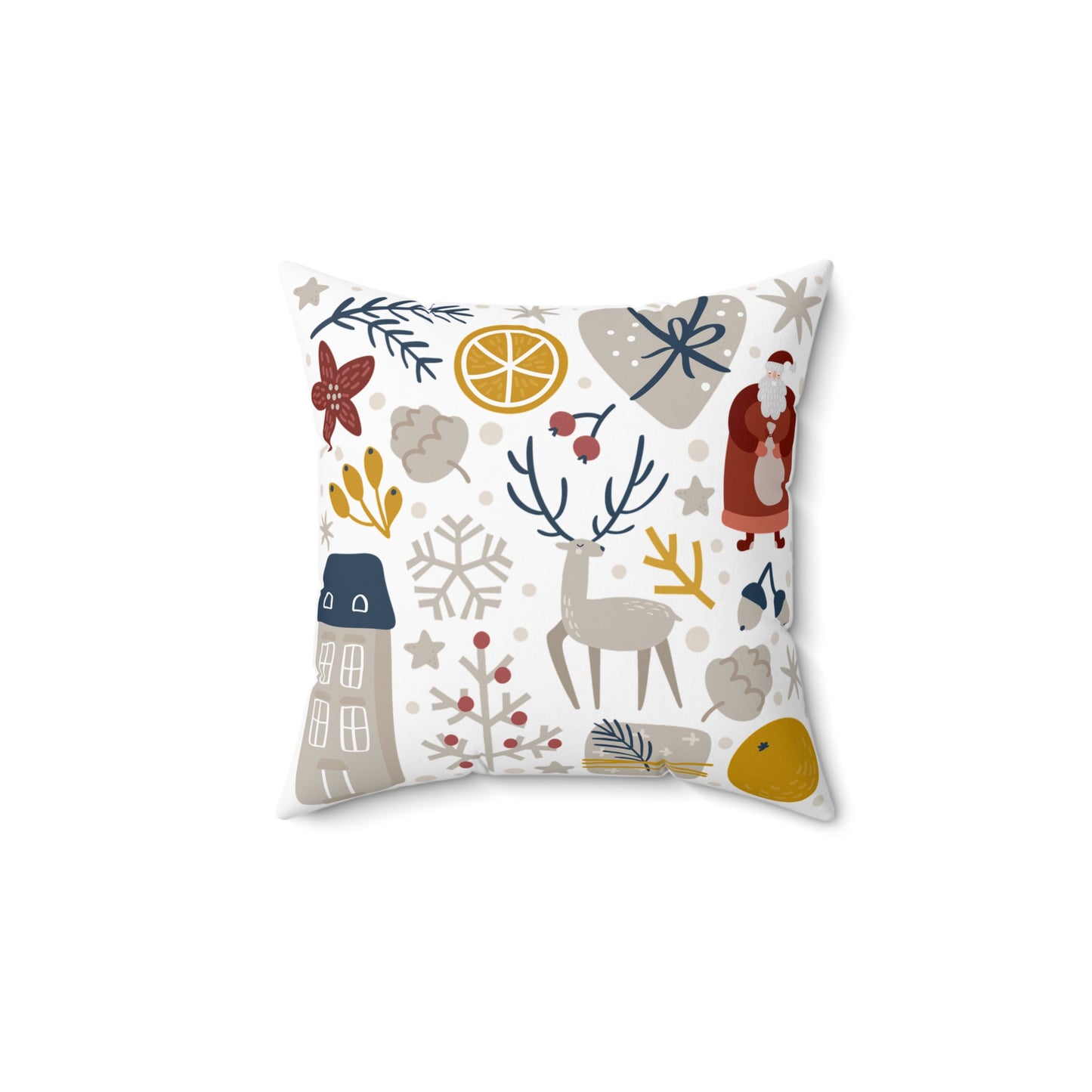 Festive Holiday Decorative Pillow with Santa and Reindeer - NLG Studio Design