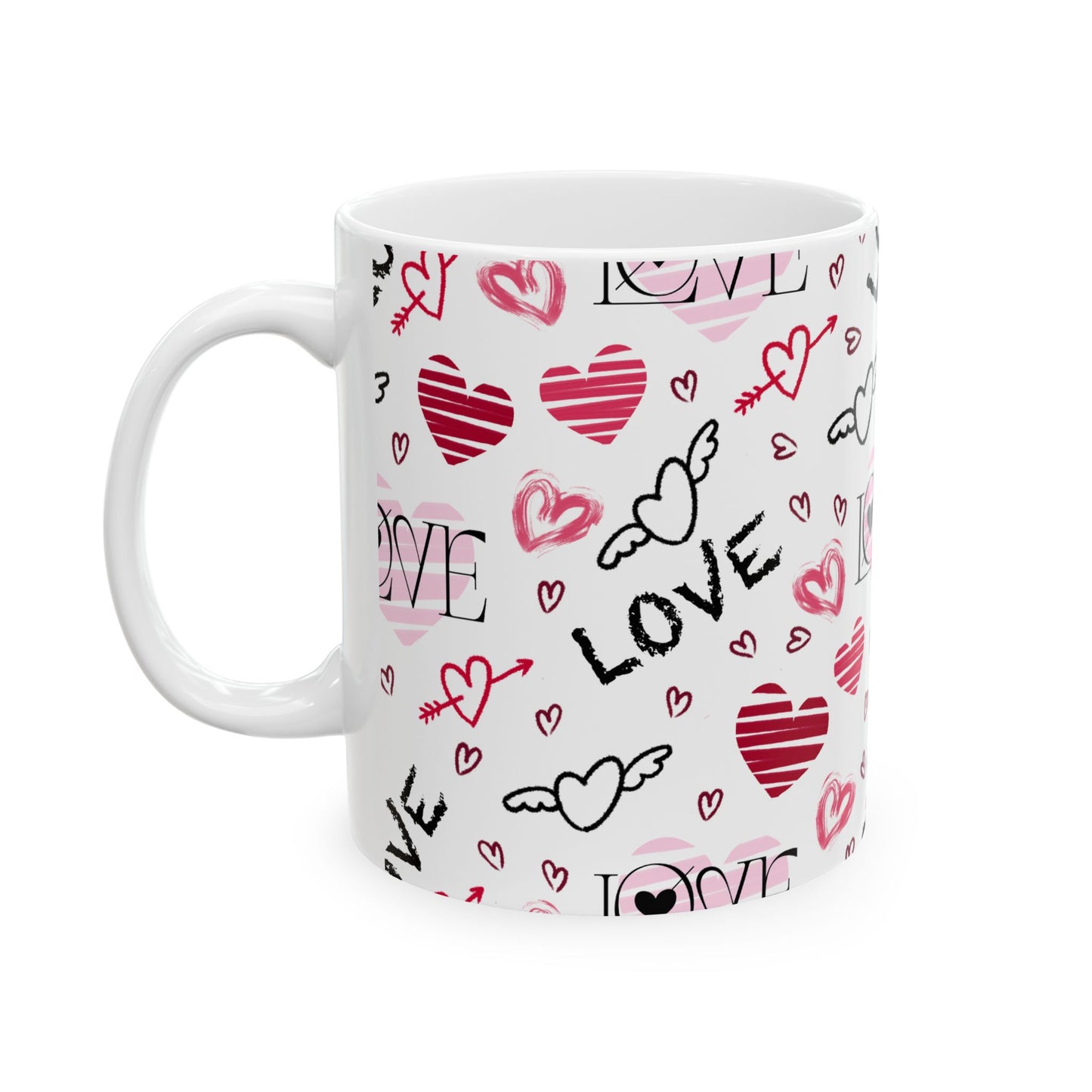 Love Hearts Ceramic Mug - Perfect Gift for Valentine's Day, Anniversaries & Daily Use - NLG Studio Design