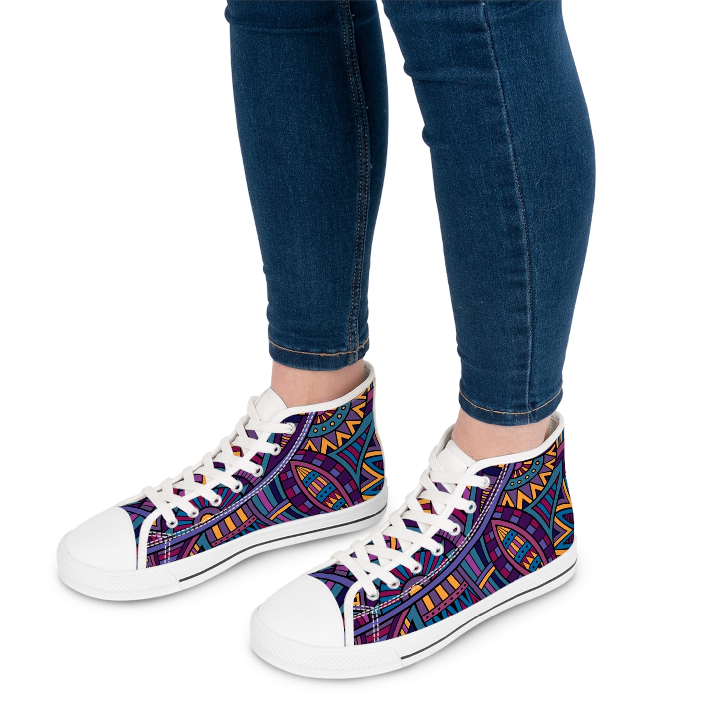 Vibrant Geometric High Top Sneakers for Trendy Women - NLG Studio Design