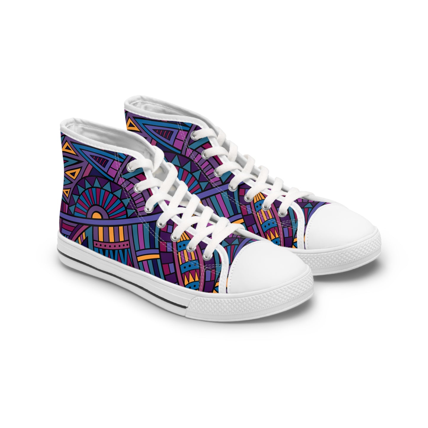 Vibrant Geometric High Top Sneakers for Trendy Women - NLG Studio Design