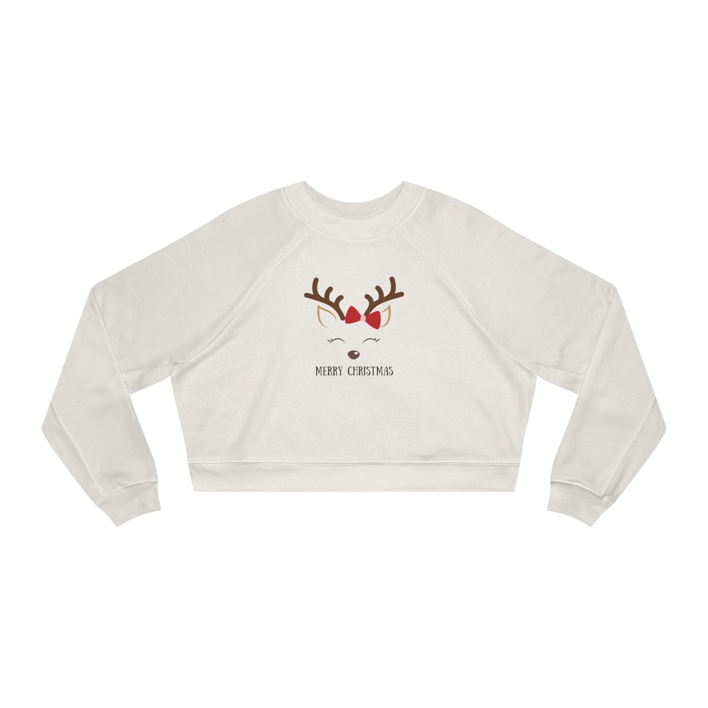 Merry Christmas Women's Cropped Fleece Pullover - Festive Holiday Sweatshirt - NLG Studio Design