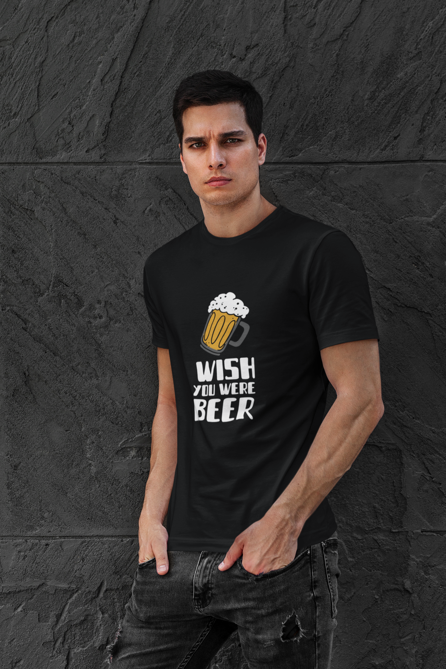 Funny Beer Lover Unisex Cotton Crew Tee - 'Wish You Were Beer' T-Shirt - NLG Studio Design