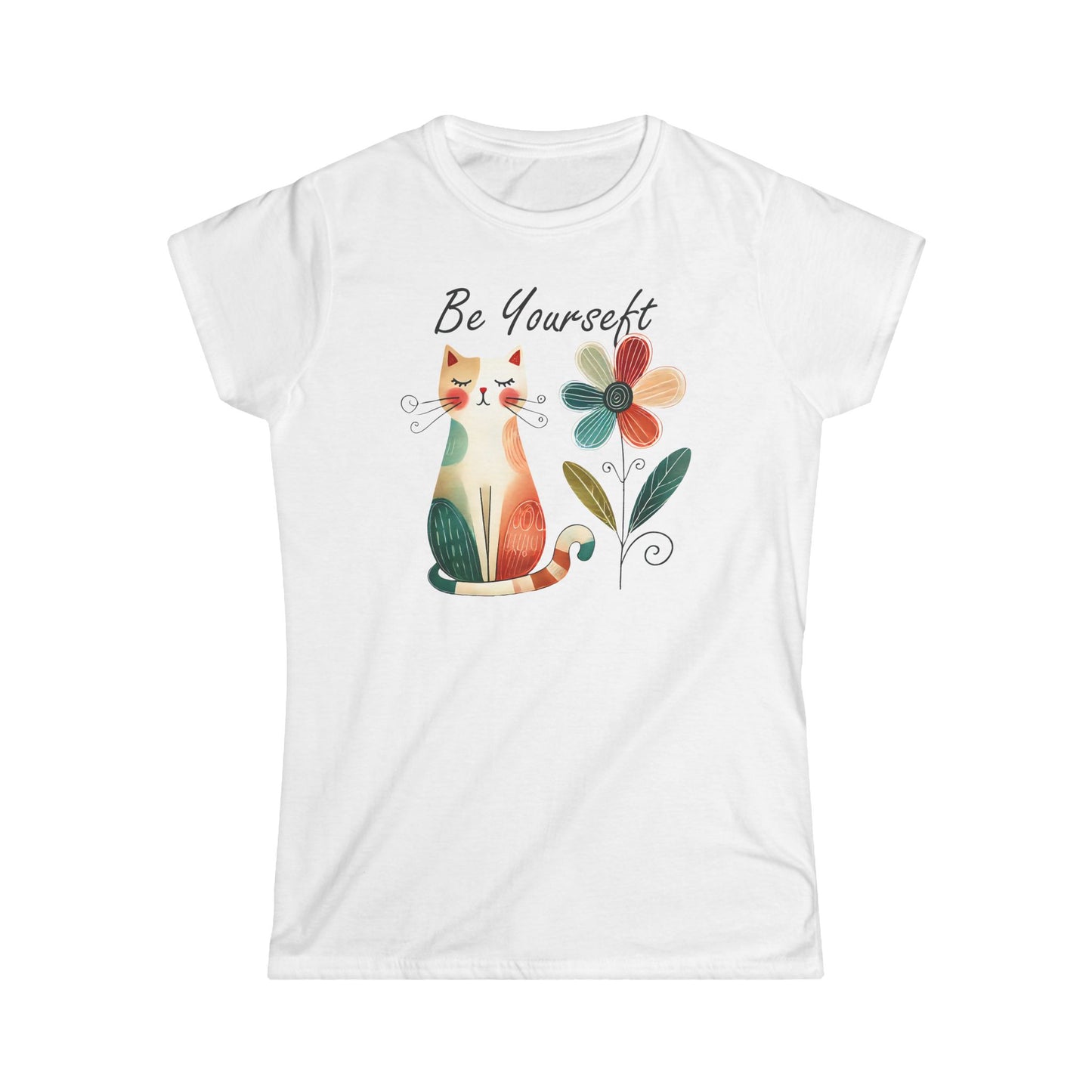 Be Yourself Cat Tee - Women Softstyle Shirt for Cat Lovers - NLG Studio Design