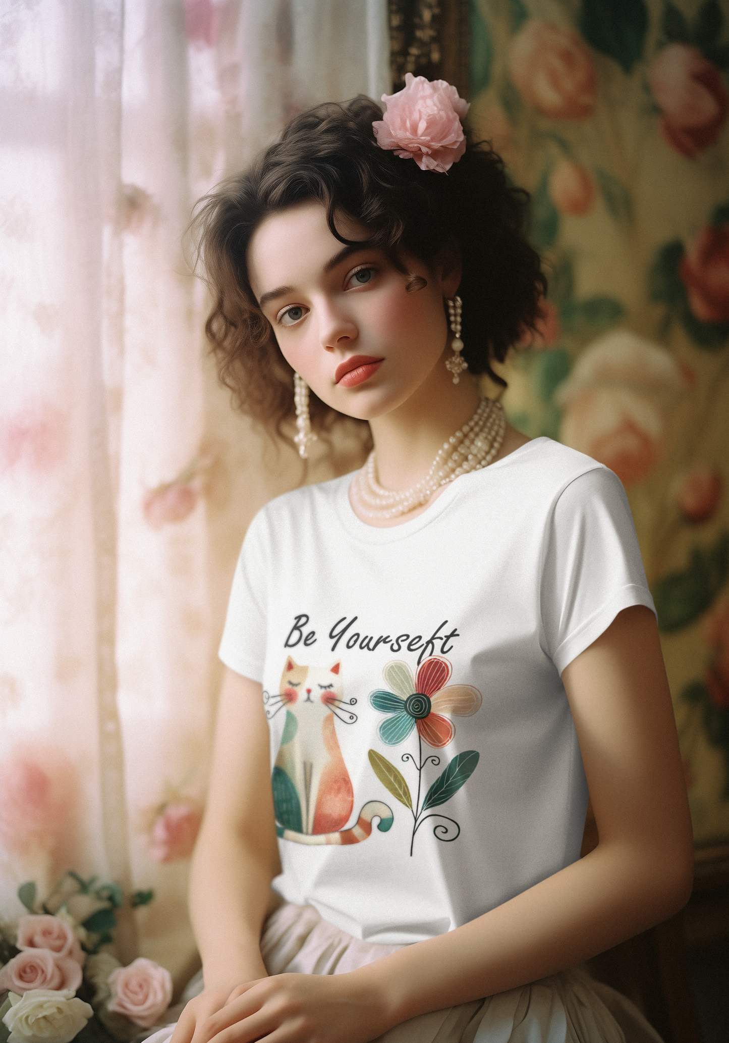 Be Yourself Cat Tee - Women Softstyle Shirt for Cat Lovers - NLG Studio Design
