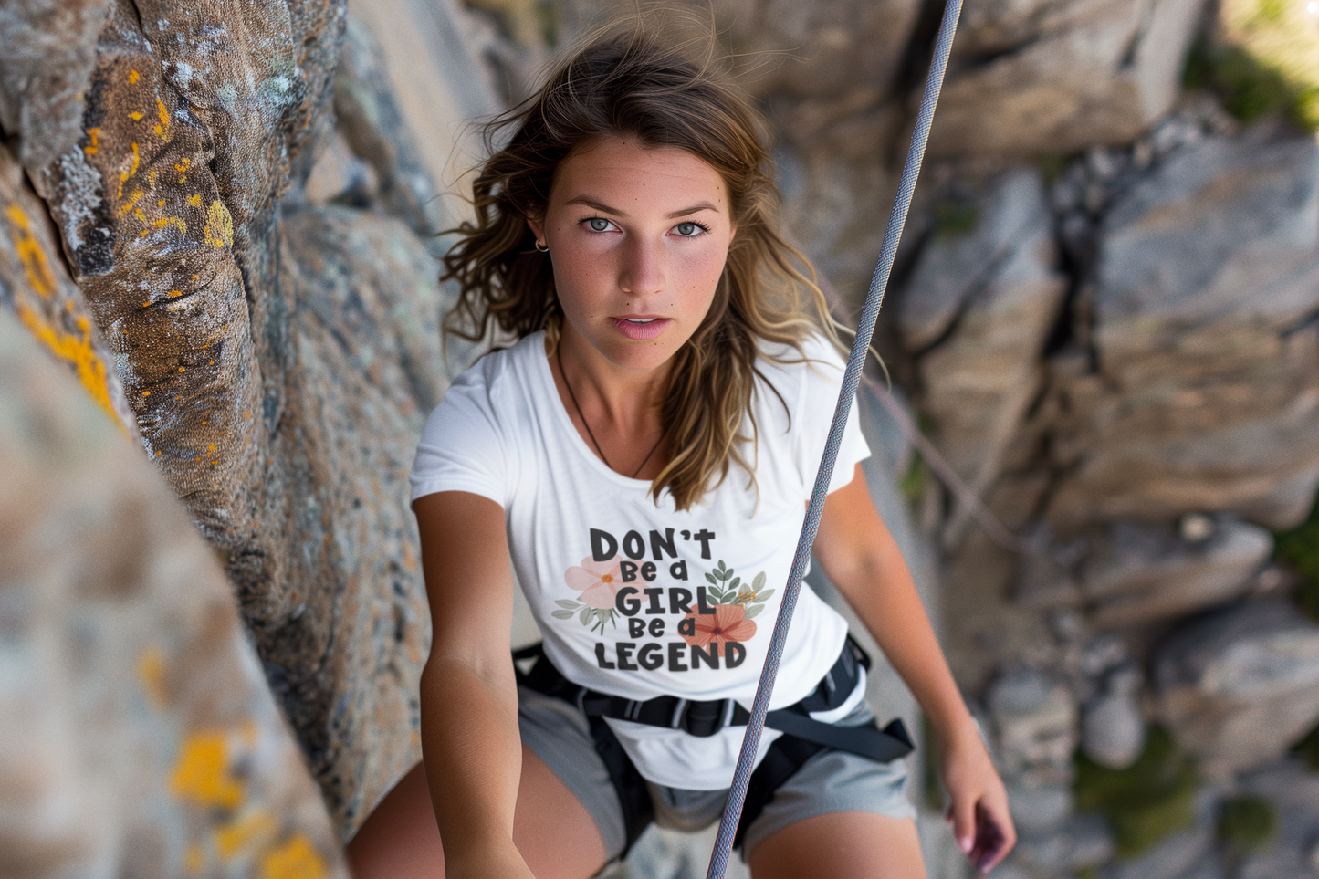 Don't Be a Girl Be a Legend Women's Softstyle Tee - Inspirational Floral T-Shirt - NLG Studio Design