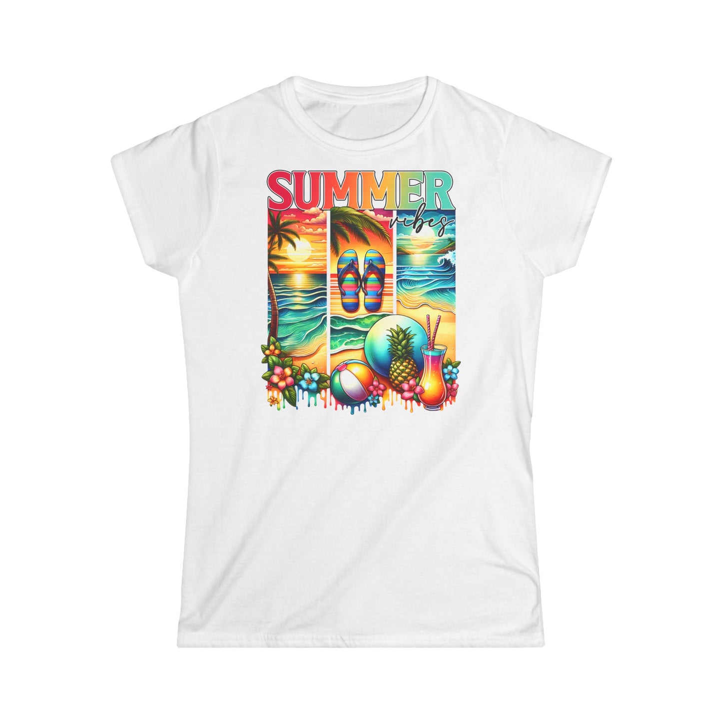 Summer Vibes Women's Tee, Casual Summer Shirt, Vacation Top, Beach Wear, Gift for Her, Festival Outfit