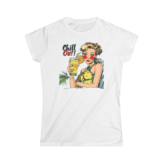 Chill Out Women's Softstyle Tee | Summer Vibes, Relaxation Shirt, Beachwear, Gift for Her, Vacation Top