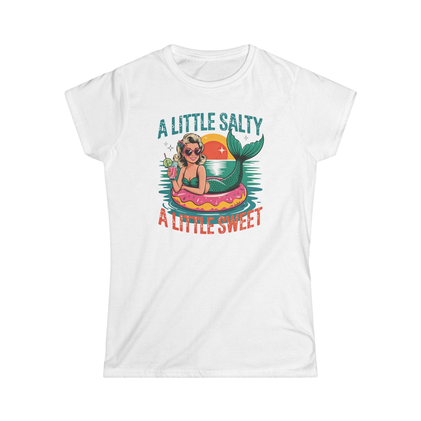 Women's Softstyle Tee - A Little Salty A Little Sweet, Summer Top, Beach Shirt, Casual Tee, Gift for Her