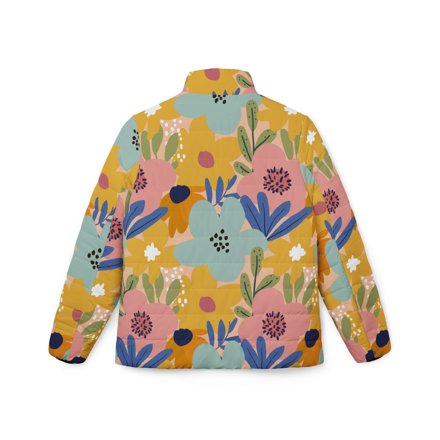 Floral Pattern Women’s Puffer Jacket – Colorful Spring Garden Print