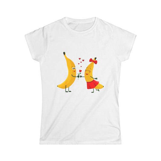 Cute Banana Love Women's Softstyle Tee, Fun Graphic Shirt, Gift for Girlfriend, Summer Outfit, Cute Couple Tee