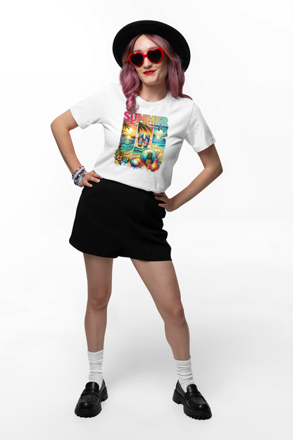 Summer Vibes Women's Tee, Casual Summer Shirt, Vacation Top, Beach Wear, Gift for Her, Festival Outfit
