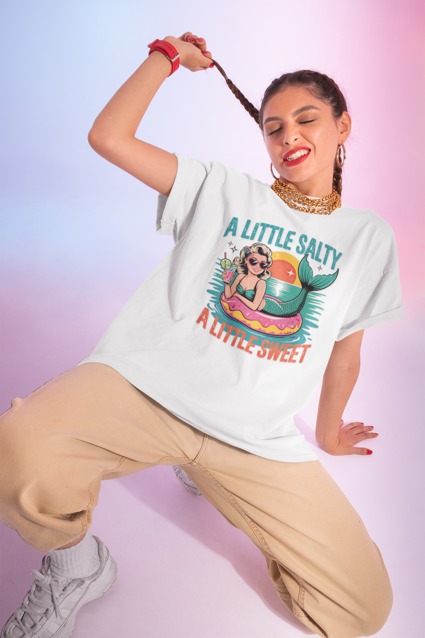 Women's Softstyle Tee - A Little Salty A Little Sweet, Summer Top, Beach Shirt, Casual Tee, Gift for Her