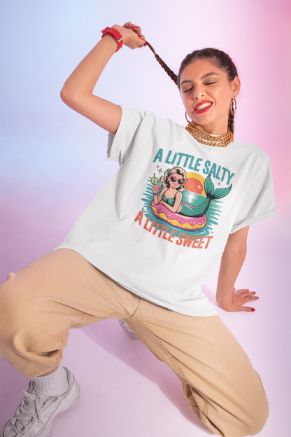 Women's Softstyle Tee - A Little Salty A Little Sweet, Summer Top, Beach Shirt, Casual Tee, Gift for Her