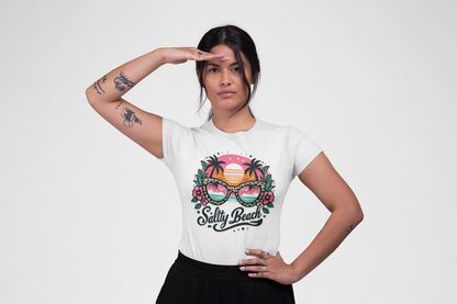Salty Beach Women's Softstyle Tee | Summer Vibes T-Shirt, Tropical Apparel, Beachwear, Gift for Vacation Lovers, Fun Graphic Tee