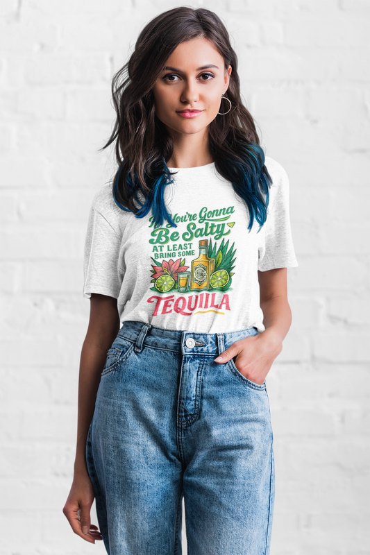 Salty Tequila T-Shirt, Funny Women's Tee, Gift for Tequila Lovers, Summer Party Shirt, Cute Beachwear