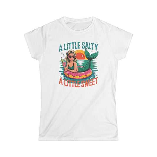 Women's Softstyle Tee - A Little Salty A Little Sweet, Summer Top, Beach Shirt, Casual Tee, Gift for Her