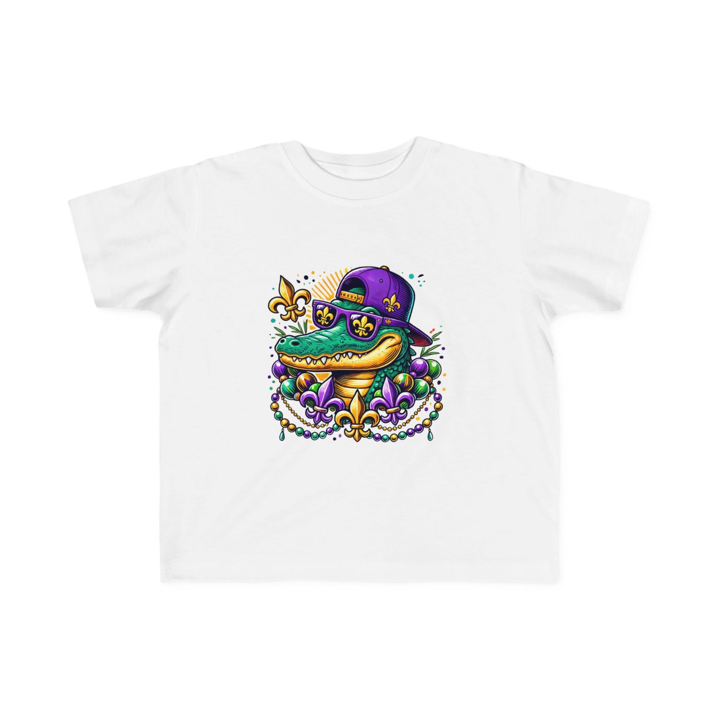 Toddler Mardi Gras T-Shirt with Colorful Crocodile Design - NLG Studio Design