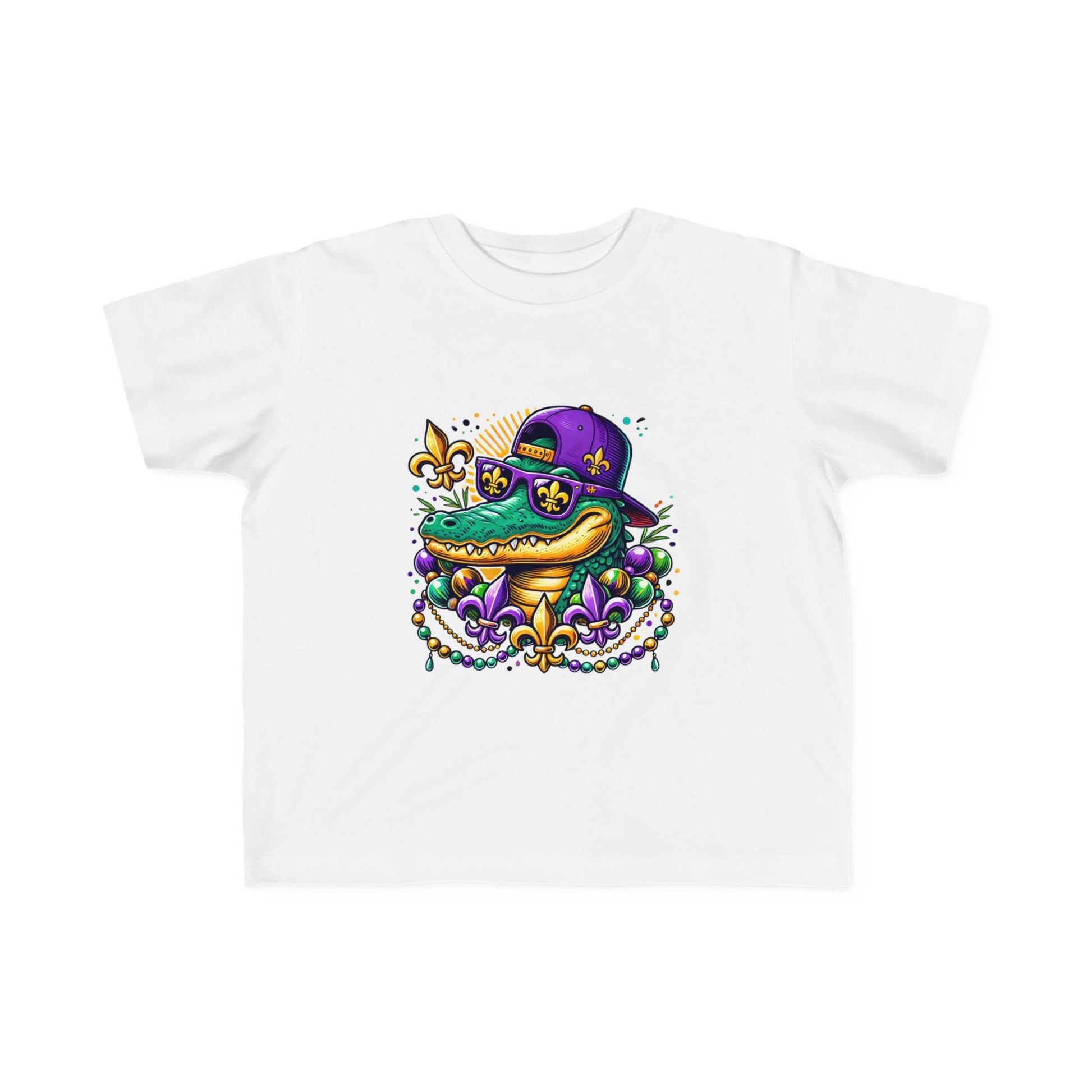 Toddler Mardi Gras T-Shirt with Colorful Crocodile Design - NLG Studio Design