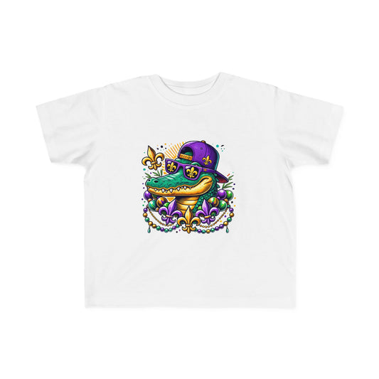 Toddler Mardi Gras T-Shirt with Colorful Crocodile Design - NLG Studio Design