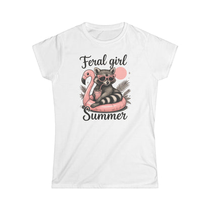 Feral Girl Summer Tee, Summer Vibes T-Shirt, Women's Casual Wear, Beach Day Shirt, Gifts for Animal Lovers, Fun Summer Apparel