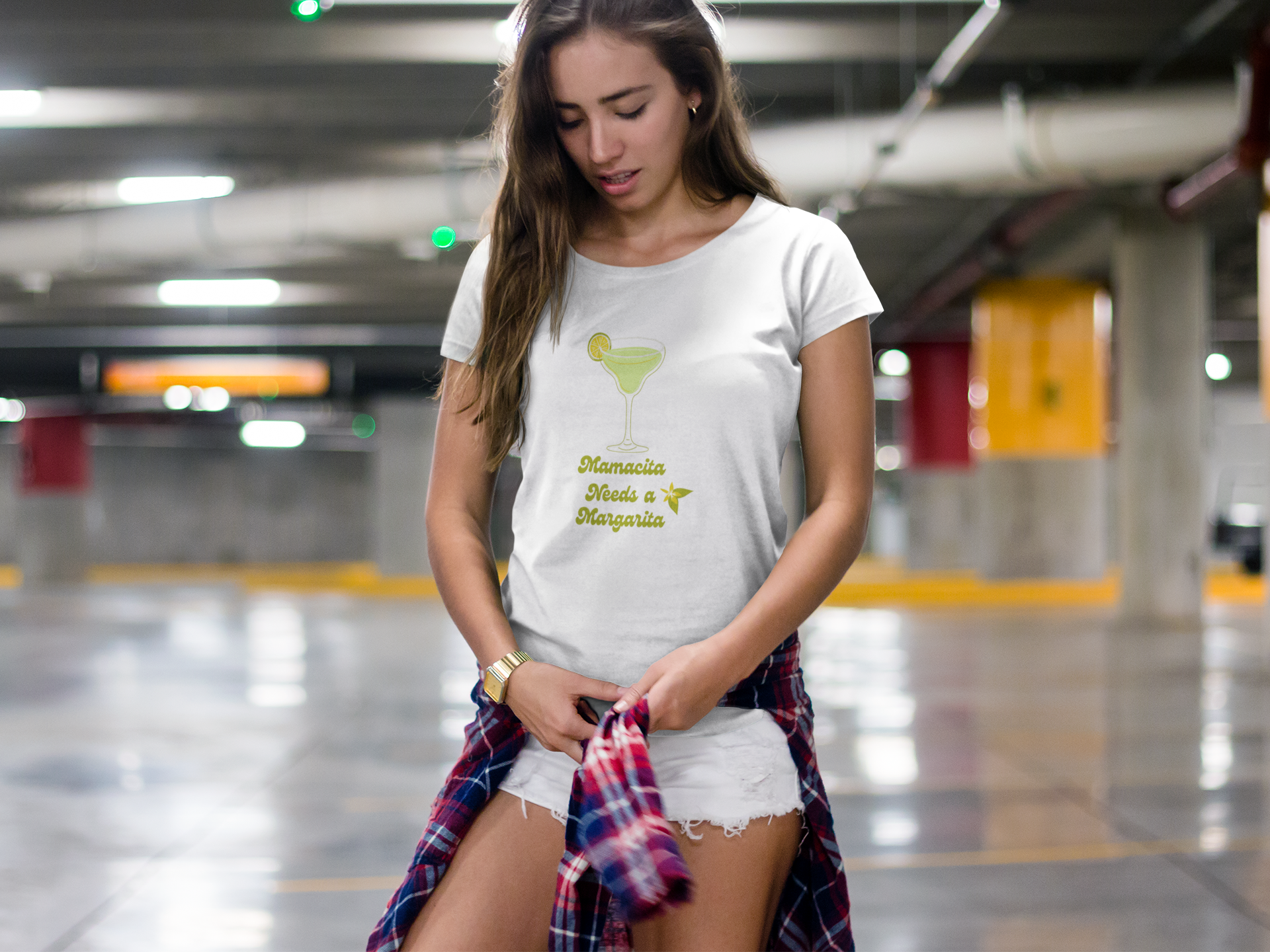 Women’s High-Waisted T-Shirt - 'Mamacita Needs a Margarita' Fun Statement Tee - NLG Studio Design