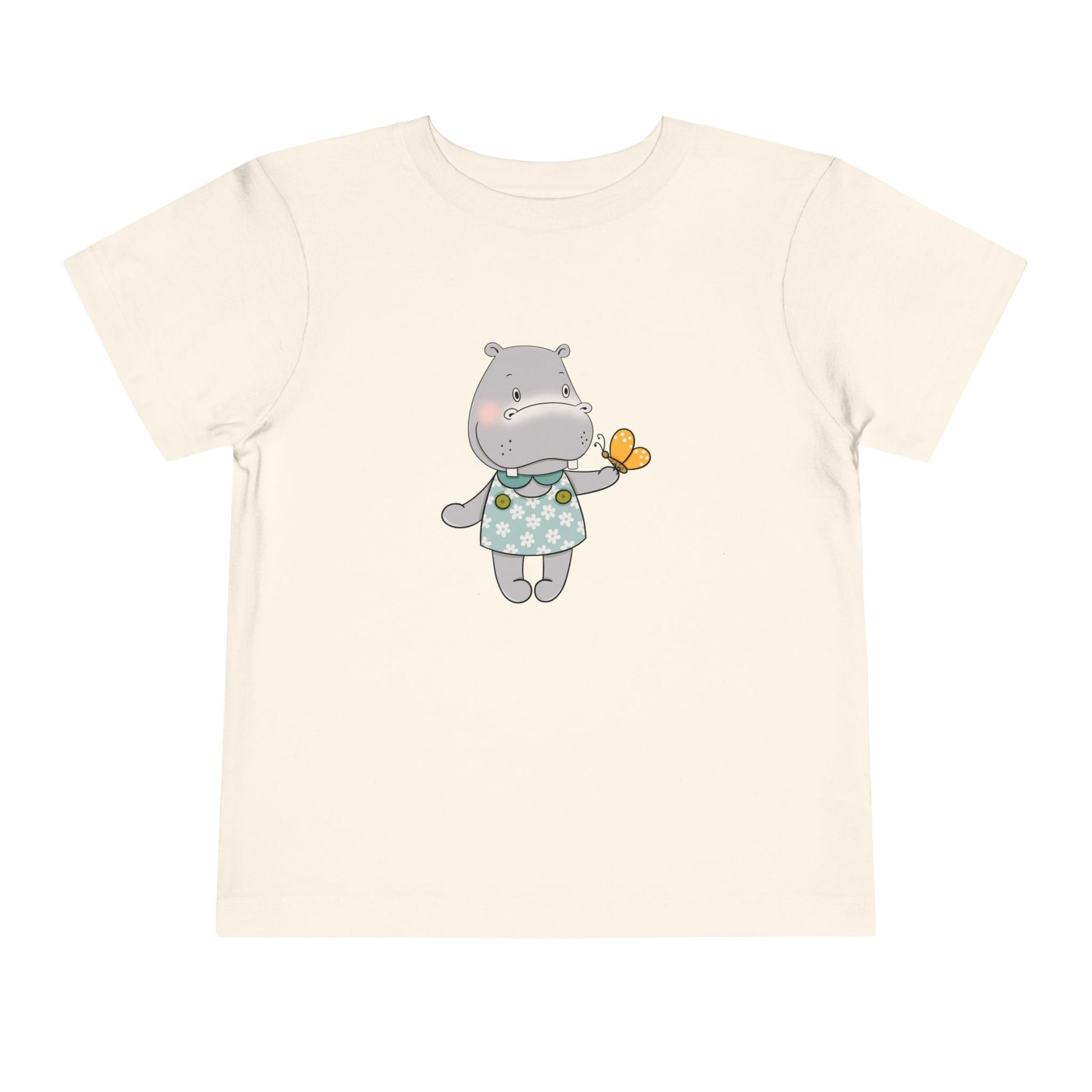 Cute Hippo Toddler Tee - Short Sleeve with Butterfly Design - NLG Studio Design
