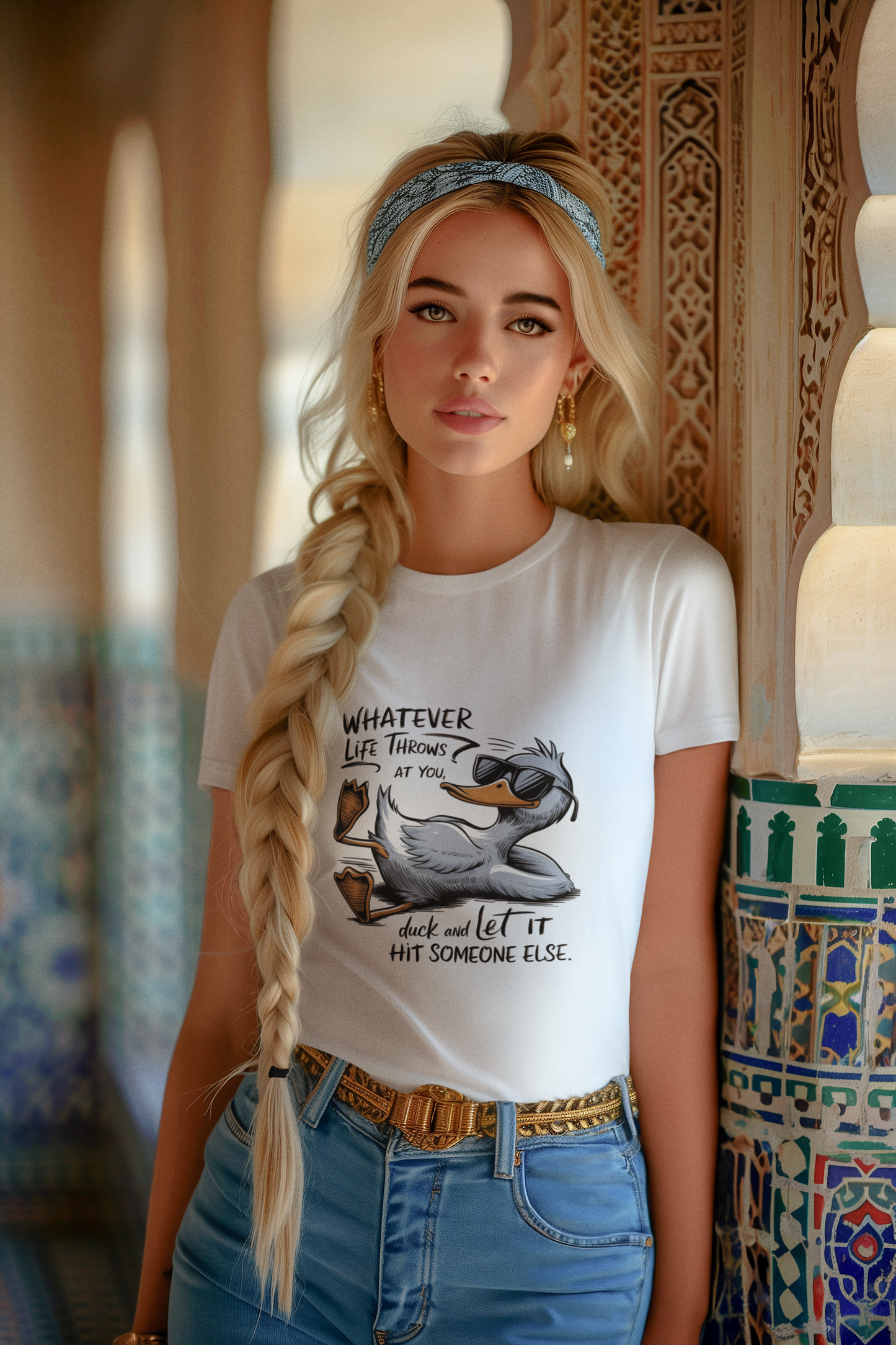 Humorous Women's Tee - 'Whatever Life Throws at You, Duck and Let It Hit Someone Else' - NLG Studio Design