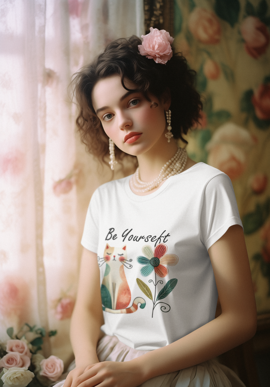 Be Yourself Cat Tee - Women Softstyle Shirt for Cat Lovers - NLG Studio Design