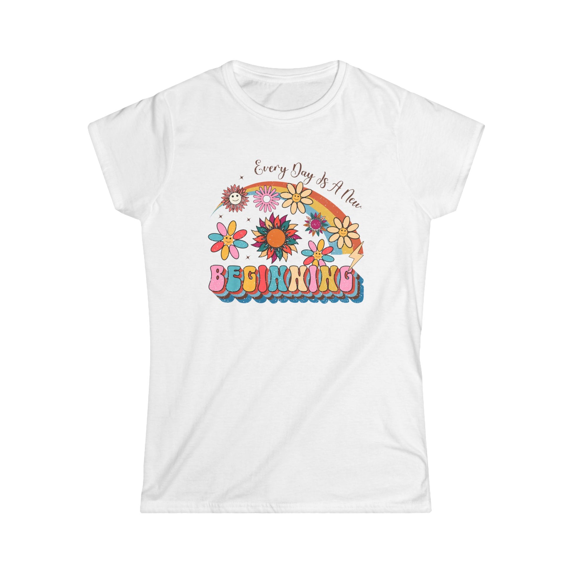 Every Day Is A New Beginning Women's Softstyle Tee - Floral Graphic T-Shirt - NLG Studio Design