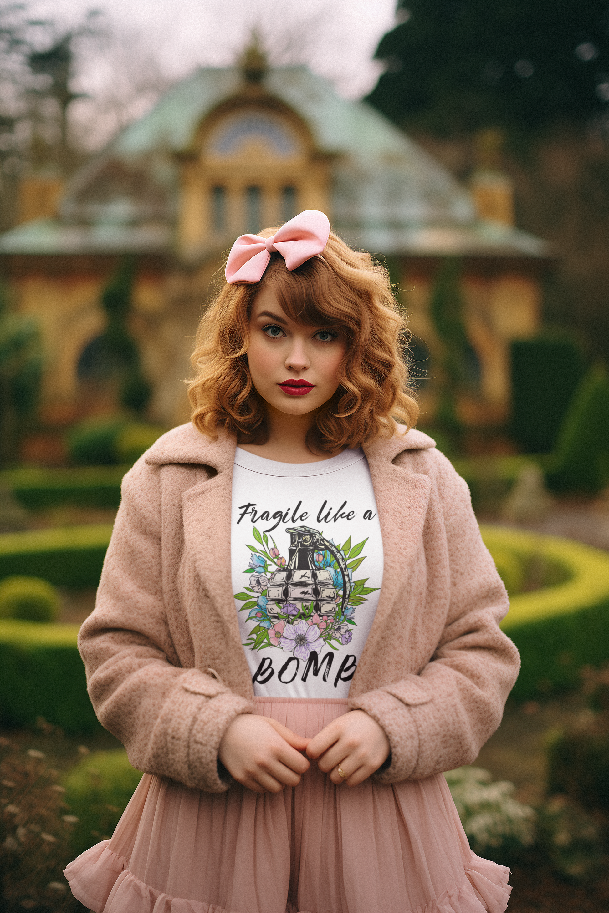 Fragile Like a Bomb Women's Softstyle Tee – Cute Floral Graphic T-Shirt - NLG Studio Design