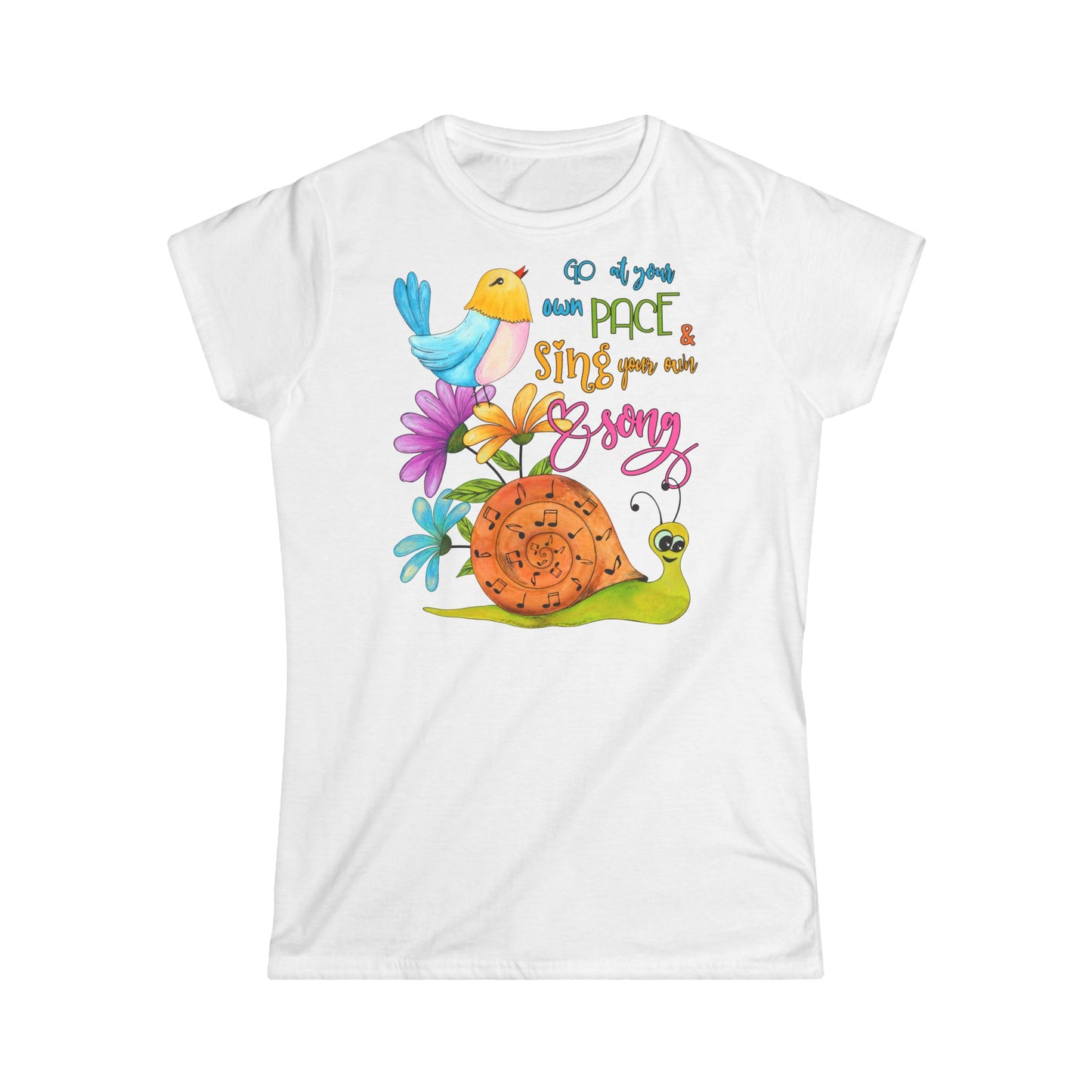 Go at Your Own Pace Women's Softstyle Tee - Nature-Inspired Inspirational T-Shirt - NLG Studio Design