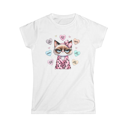 Playful Cat Graphic Women's Softstyle Tee - Fun and Casual Gift for Cat Lovers - NLG Studio Design