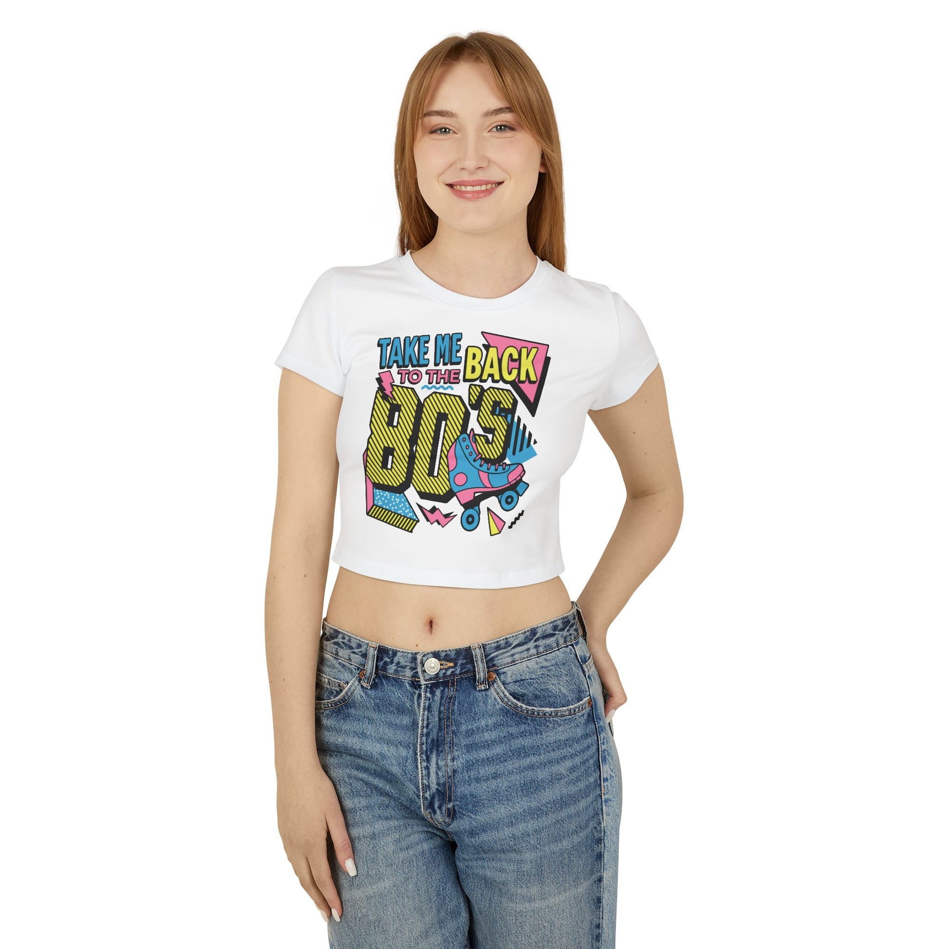 Retro 80's Baby Tee for Women - Vintage Inspired Roller Skate Graphic - NLG Studio Design