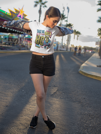 Retro 80's Baby Tee for Women - Vintage Inspired Roller Skate Graphic - NLG Studio Design