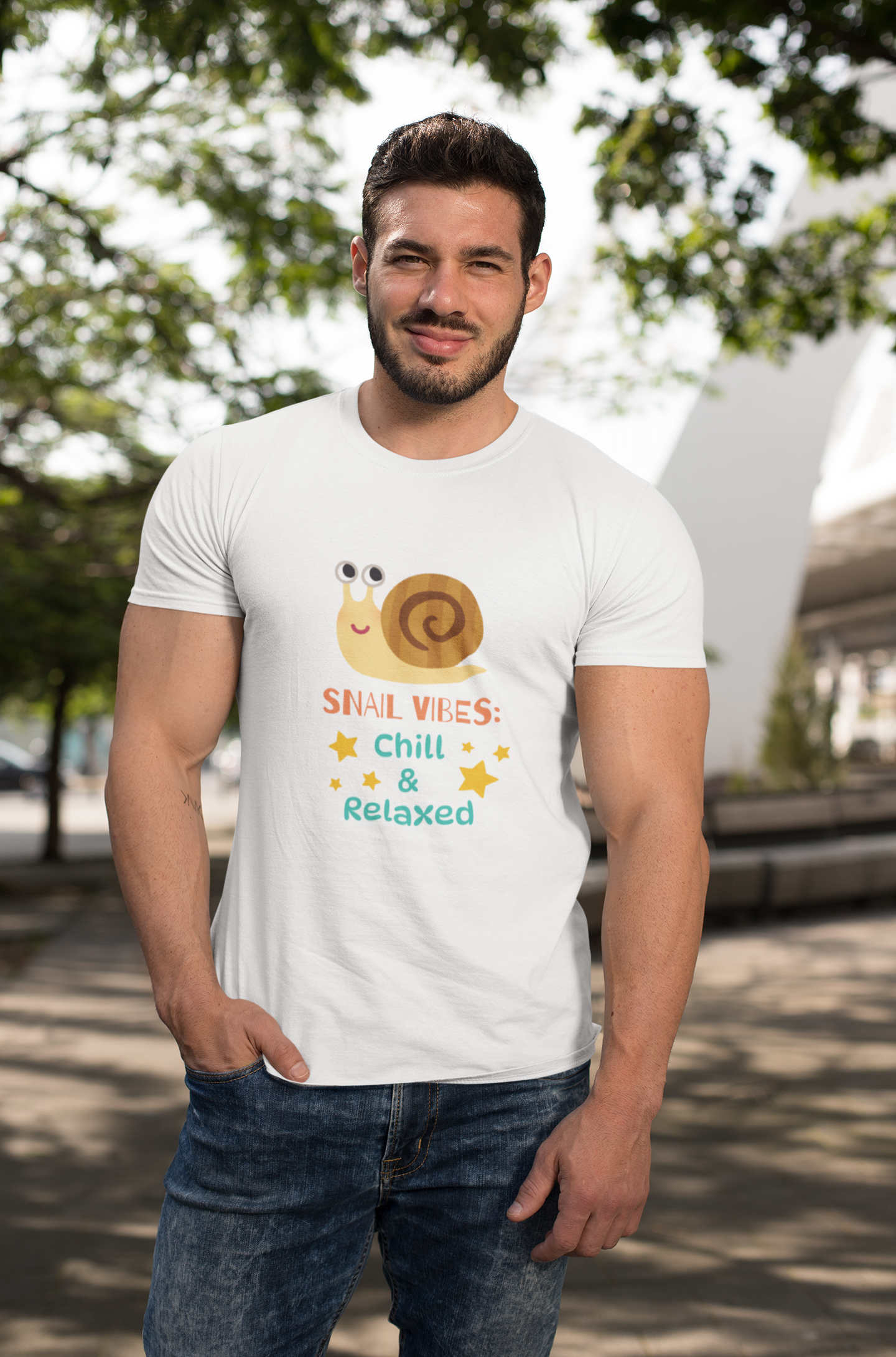 Snail Vibes Ultra Cotton Tee for Men - Chill & Relaxed T-Shirt - NLG Studio Design